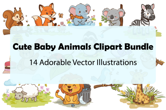 Download 14 Cute Baby Animals Clipart Bundle - Cute baby animals Collection